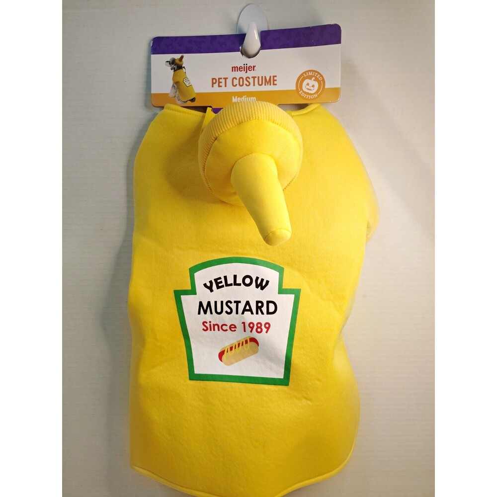 Yellow Mustard Bottle Dog Costume, For Dog  Size M,
